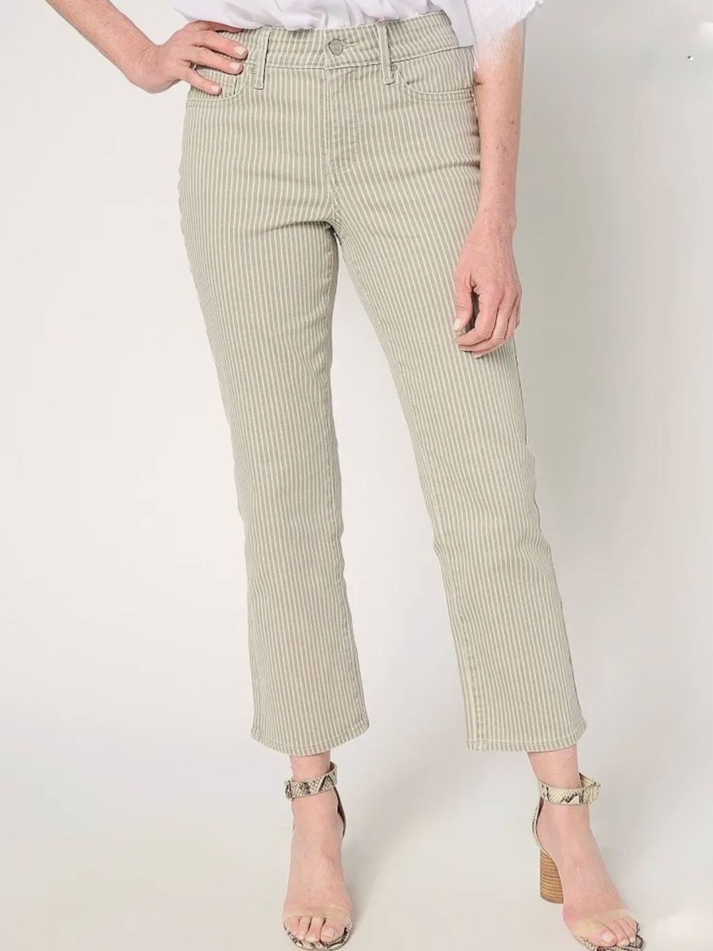NYDJ Ellison High-Rise Straight Ankle Striped Lift Tuck Jeans | Size 6